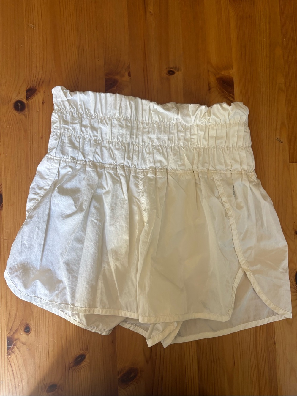 FP Movement Free People White Smocked High Rise Shorts M